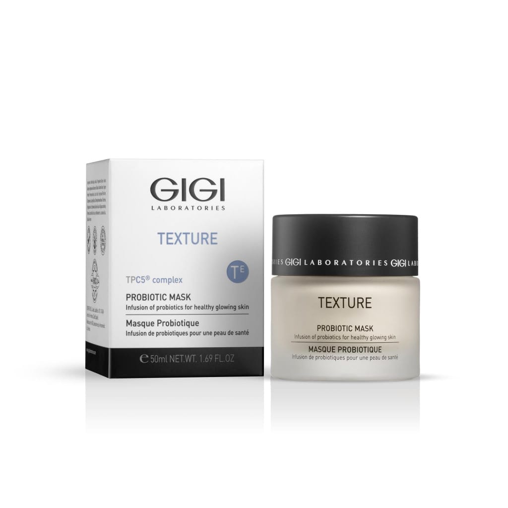 GIGI Texture Probiotic Mask, GIGI probiootiline näomask, probiootikumidega mask nahale, niisutav probiootiline mask, noorendav näomask, toitaineterikas mask probiootikumidega, naha mikrobioomi taastav mask, näomask kõikidele nahatüüpidele, professionaalne GIGI näomask, naha sära mask, mask väsinud ja stressis nahale
