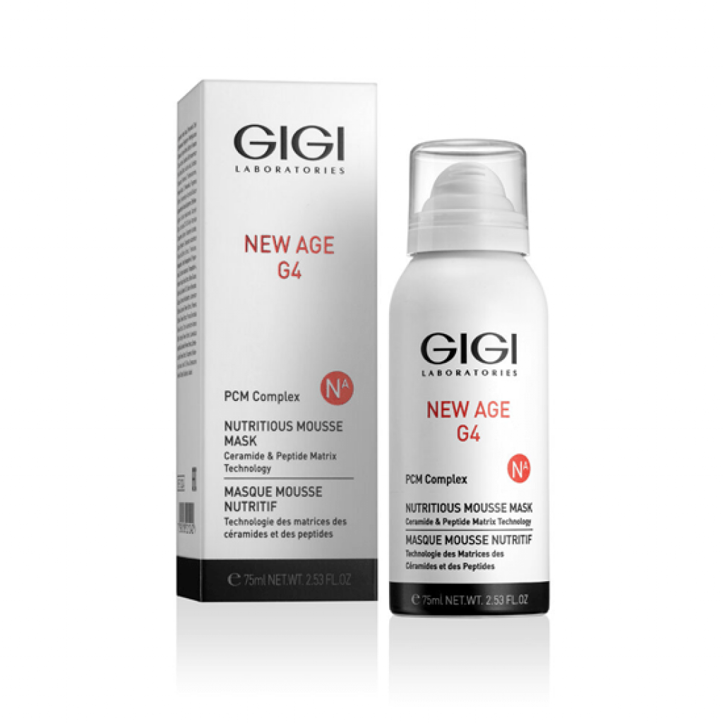 GIGI New Age G4 Nutritious Mousse Mask, nourishing mousse mask 75 ml, GIGI face mask, anti-aging mousse mask, hydrating face mask, skin firming mousse, brightening facial mask, professional GIGI skincare, mousse mask for dry skin, rejuvenating face mask