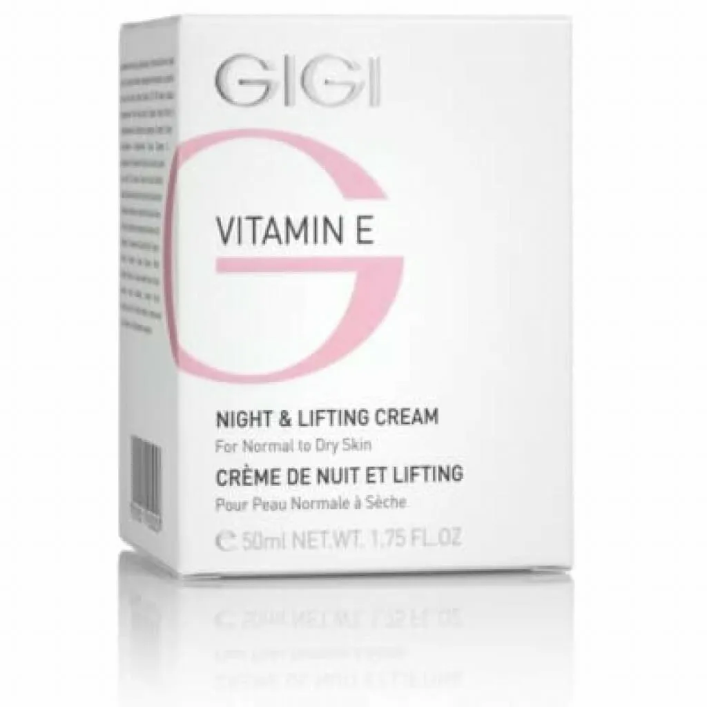 GIGI Vitamin E Night and Lifting Cream, ночной лифтинг-крем GIGI, крем для лица с витамином Е, антивозрастной ночной крем, крем для упругости кожи, восстанавливающий крем на ночь, лифтинг-крем для лица GIGI, профессиональный крем для ночного ухода, питательный ночной крем с витамином Е, омолаживающий крем для лица