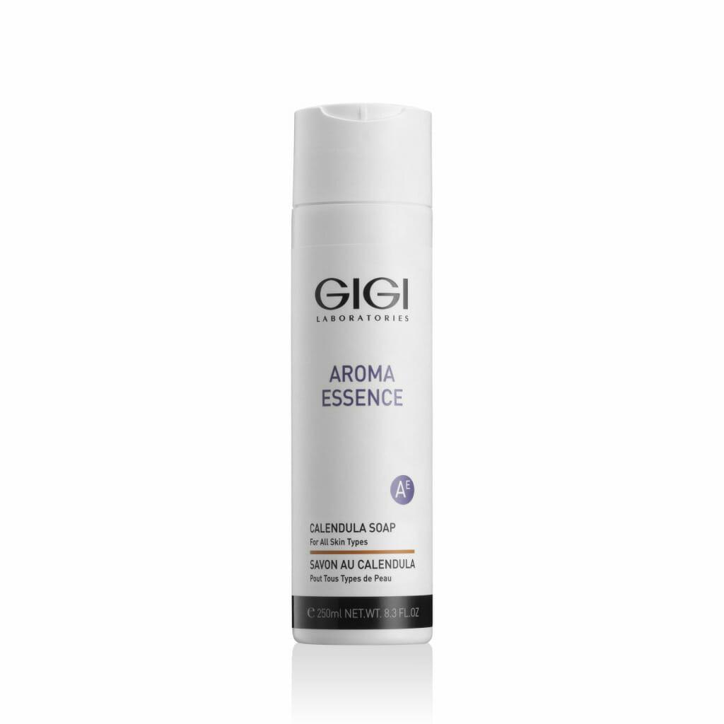 GIGI Aroma Essence Liquid Soap with Calendula, liquid soap for all skin types, face soap with calendula, facial wash with calendula extract, soothing GIGI liquid soap, gentle facial cleanser, sensitive skin soap, professional liquid face soap, skincare with calendula
