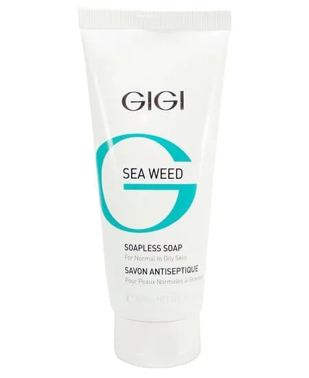GIGI Sea Weed Soapless Soap, мыло без мыла с морскими водорослями, средство для умывания GIGI, очищающий гель для нормальной и жирной кожи, деликатное очищение кожи лица, профессиональное средство GIGI, умывалка с морскими минералами, средство против жирного блеска, мягкое средство для умывания без мыла, уход за жирной кожей