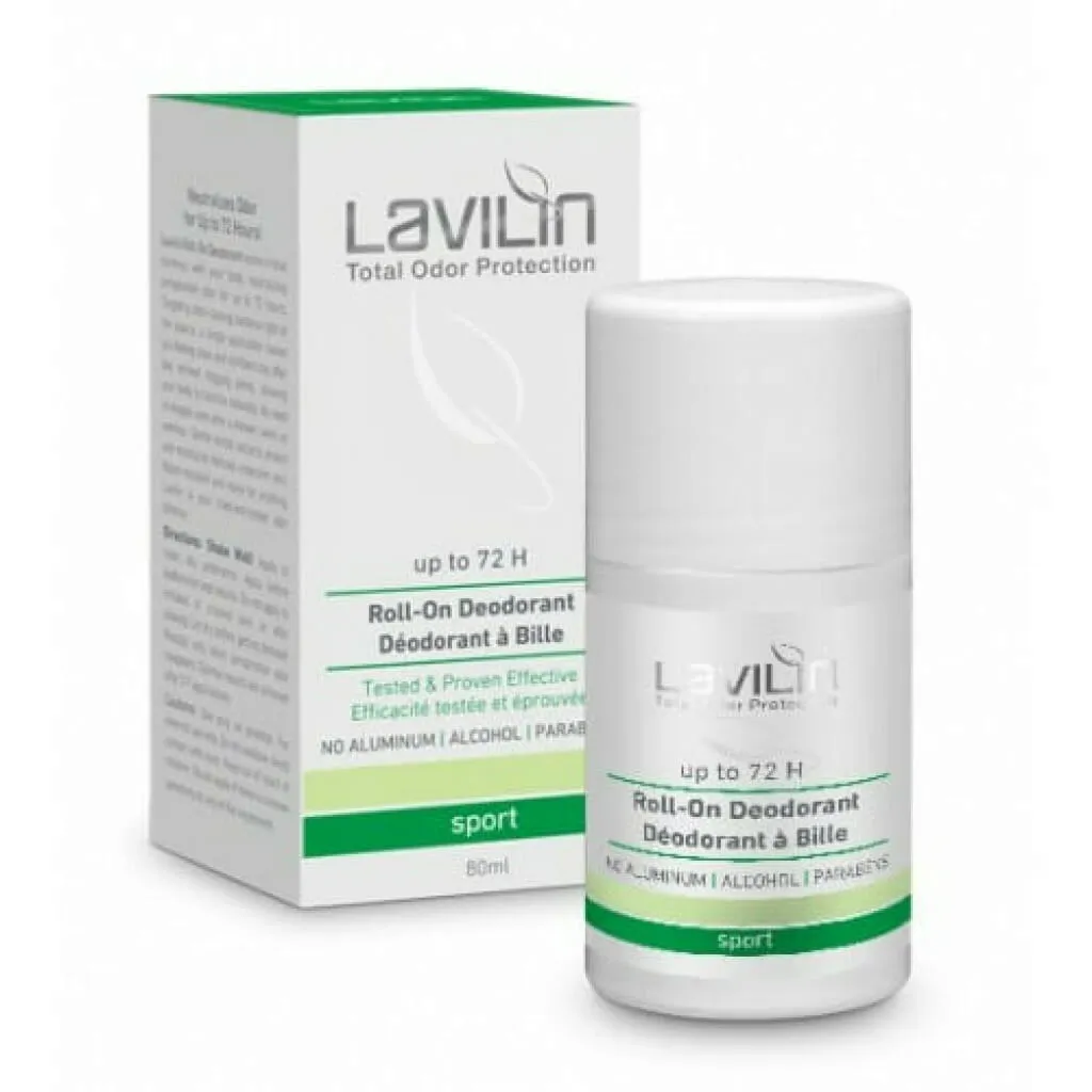 Hlavin Lavilin TOP Sport Roll-On Deodorant 72h 80 ml, sports roll-on deodorant, aluminum free deodorant, alcohol free deodorant, paraben free deodorant, natural deodorant for athletes, hypoallergenic deodorant, long-lasting deodorant 72 hours, Israeli cosmetics Hlavin, sport deodorant for active lifestyle