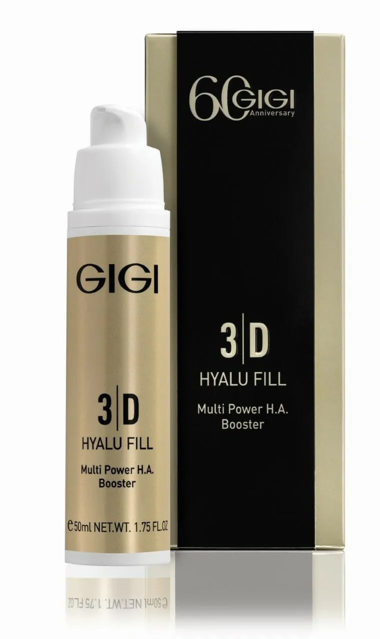 GIGI 3D Hyalu Fill Multi Power H.A Booster, hyaluronic acid booster for face, serum with hyaluronic acid, GIGI moisturizing booster, intensive skin hydration, GIGI anti-aging serum, wrinkle reduction booster, professional GIGI cosmetics, hyaluronic acid skincare, skin firming booster