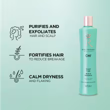 Invigorating shampoo helps to reset and balance scalp wellness by combatting dryness and flaking.