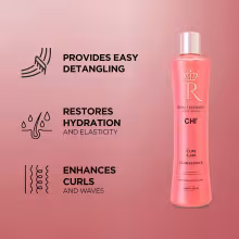 Nourishing conditioner restores hydration and elasticity to curly and wavy hair. 