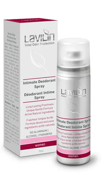 Hlavin Lavilin Intimate Deodorant for Women 75 ml, feminine intimate deodorant, natural intimate care, alcohol free deodorant, paraben free intimate deodorant, hypoallergenic deodorant for women, safe deodorant for sensitive skin, professional Israeli cosmetics, daily intimate hygiene, freshness and comfort
