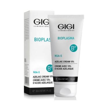 GIGI Bioplasma 15% Azelaic Cream, крем с азелаиновой кислотой 15%, крем GIGI от акне, уход для проблемной кожи, крем против воспалений и покраснений, азелаиновый крем для лица, профессиональная косметика GIGI, выравнивание тона кожи, крем для жирной и комбинированной кожи, средство от постакне