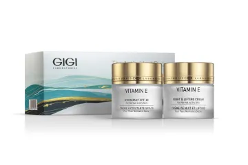GIGI Vitamin E The Antioxidant Duo, GIGI anti-aging set, vitamin E cream, antioxidant face care, GIGI cream set, moisturizing and nourishing cream, anti-aging skincare, professional GIGI cosmetics, anti-wrinkle cream with vitamin E, skin repair set, antioxidant facial care