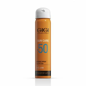 GIGI Sun Care Defense Spray SPF50, солнцезащитный спрей для лица и тела, спрей с SPF 50 UVA/UVB, увлажняющий спрей для защиты кожи, легкий солнцезащитный спрей, профессиональная косметика GIGI SPF 50, спрей от фотостарения, спрей для всех типов кожи, солнцезащитный спрей с витамином Е, защитный спрей от УФ-лучей, ежедневный уход SPF 50