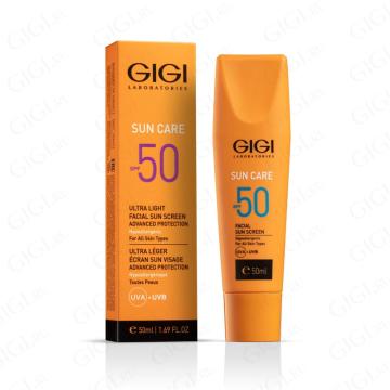 GIGI Sun Care Ultra Light Facial Sun Screen SPF50, солнцезащитный крем для лица SPF50, лёгкий крем с SPF50 UVA/UVB, солнцезащитный крем для всех типов кожи, увлажняющий солнцезащитный крем, профессиональный крем GIGI SPF50, крем для лица против фотостарения, крем для защиты кожи от солнца, дневной крем с SPF50, крем с витамином Е и SPF, солнцезащитный крем для ежедневного ухода