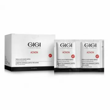 GIGI ACNON Triple Acid Rapid Wipes, cleansing wipes for problem skin, acid peeling wipes, anti-acne wipes, pimple control wipes GIGI, express care for oily skin, AHA/BHA acid wipes, professional GIGI wipes, pore cleansing wipes, breakout and inflammation control wipes