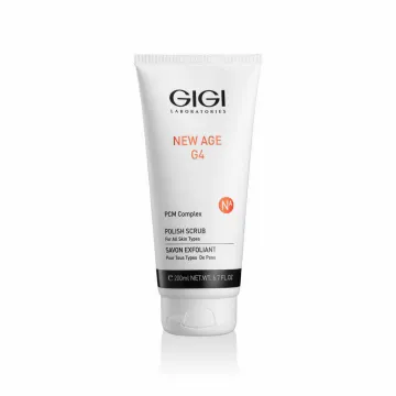GIGI New Age G4 Polish Scrub 200 ml, GIGI näokoorija, kooriv näokreem, õrn näokoorija, naha puhastav koorija, naha poleeriv scrub, sära andev näomask, vananemisvastane koorija, professionaalne GIGI kosmeetika, näohooldus 200 ml