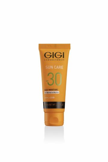 GIGI Sun Care Daily Protector SPF 30, солнцезащитный крем для лица SPF 30, крем для нормальной и жирной кожи, увлажняющий крем с SPF 30, матирующий крем для жирной кожи, дневной крем с защитой от солнца, крем против фотостарения GIGI, профессиональная косметика GIGI SPF 30, солнцезащитный крем UVA/UVB, крем с витамином Е и защитой от УФ, уход за жирной кожей с SPF