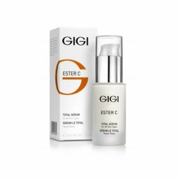 GIGI Ester C Total Serum, сыворотка для лица с витамином C, сыворотка GIGI 30 мл, антивозрастная сыворотка, сыворотка для всех типов кожи, увлажняющая сыворотка GIGI, сыворотка для сияния кожи, сыворотка от пигментации, профессиональная косметика GIGI, витамин C сыворотка для омоложения кожи