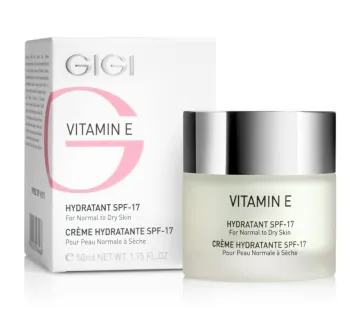 GIGI Vitamin E Hydratant SPF-20, moisturizing cream for normal to dry skin, day cream with SPF20, face cream with vitamin E, protective cream for dry skin, hydrating cream with sun protection, cream against skin dryness, professional GIGI cream SPF20, daily skincare cream, anti-aging moisturizing cream