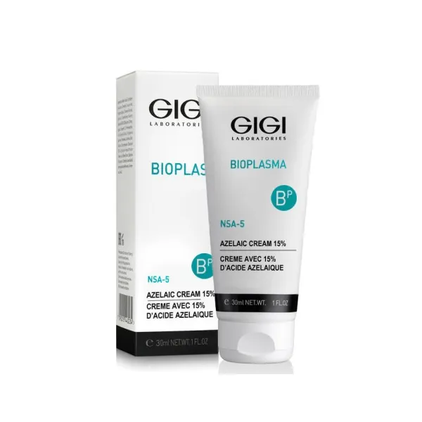 GIGI Bioplasma 15% Azelaic Cream, azelaic acid cream 15%, GIGI acne cream, skincare for problem skin, anti-redness cream, azelaic face cream, professional GIGI cosmetics, skin tone correcting cream, cream for oily and combination skin, post-acne treatment cream