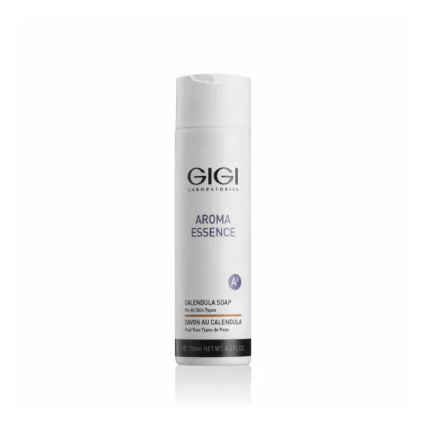 GIGI Aroma Essence Liquid Soap with Calendula, liquid soap for all skin types, face soap with calendula, facial wash with calendula extract, soothing GIGI liquid soap, gentle facial cleanser, sensitive skin soap, professional liquid face soap, skincare with calendula