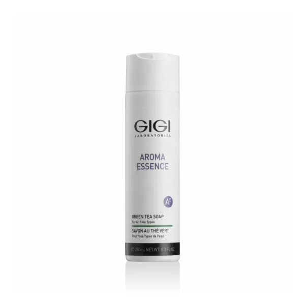 GIGI Aroma Essence Liquid Soap with Green Tea, liquid soap for all skin types, face soap with green tea, daily face wash, refreshing GIGI liquid soap, antioxidant facial soap, gentle cleansing liquid soap, professional GIGI soap, skincare with green tea extract