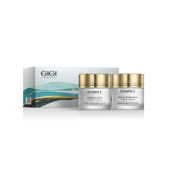 GIGI Vitamin E The Antioxidant Duo, GIGI anti-aging set, vitamin E cream, antioxidant face care, GIGI cream set, moisturizing and nourishing cream, anti-aging skincare, professional GIGI cosmetics, anti-wrinkle cream with vitamin E, skin repair set, antioxidant facial care