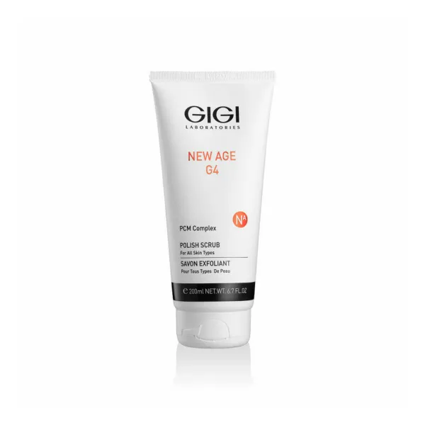 GIGI New Age G4 Polish Scrub, GIGI face scrub 200 ml, facial exfoliating scrub, gentle face scrub, skin polishing scrub, brightening face scrub, anti-aging exfoliator, GIGI professional skincare, deep cleansing scrub, facial care product