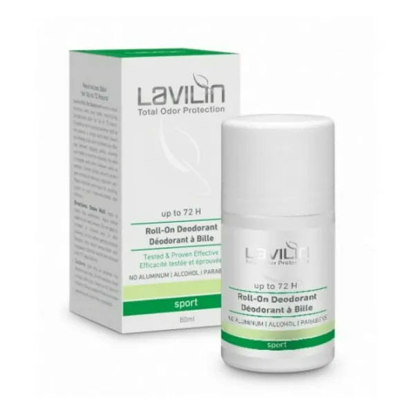 Hlavin Lavilin TOP Sport Roll-On Deodorant 72h 80 ml, sports roll-on deodorant, aluminum free deodorant, alcohol free deodorant, paraben free deodorant, natural deodorant for athletes, hypoallergenic deodorant, long-lasting deodorant 72 hours, Israeli cosmetics Hlavin, sport deodorant for active lifestyle