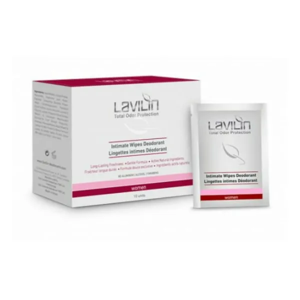 Hlavin Lavilin TOP Intimate Wipes Deodorant for Women 10 pcs, feminine intimate wipes, deodorant wipes for women, refreshing intimate wipes, natural intimate hygiene wipes, hypoallergenic feminine wipes, paraben free intimate wipes, alcohol free wipes, travel intimate wipes, Israeli cosmetics Hlavin