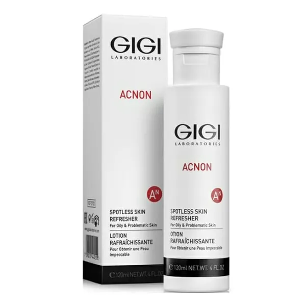 GIGI ACNON Spotless Skin Refresher, refreshing toner for problem skin, anti-acne lotion, GIGI toner for oily skin, ACNON skincare, pore cleansing toner, acne control product, mattifying facial toner, professional GIGI toner, breakout and inflammation treatment