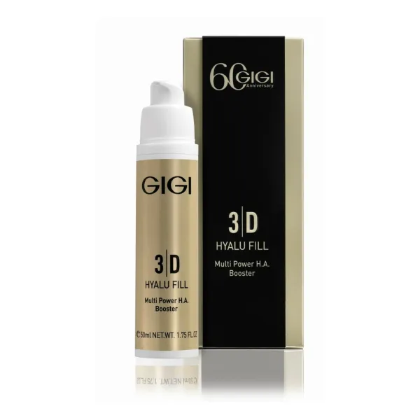 GIGI 3D Hyalu Fill Multi Power H.A Booster, hyaluronic acid booster for face, serum with hyaluronic acid, GIGI moisturizing booster, intensive skin hydration, GIGI anti-aging serum, wrinkle reduction booster, professional GIGI cosmetics, hyaluronic acid skincare, skin firming booster