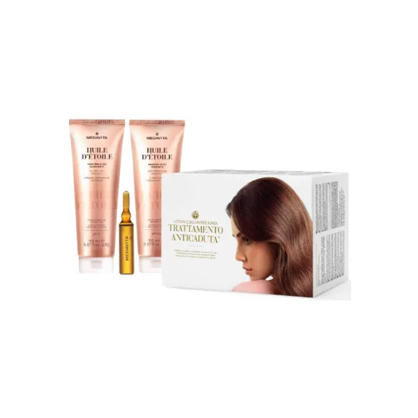 KIT Lotion concentrée anti-hair loss intensive treat. SUPER 12x7ml + Huile d'Étoile Captivating Oils Shampoo 150ml + Huile d'Étoile Shining Oils Hair Mask 150ml